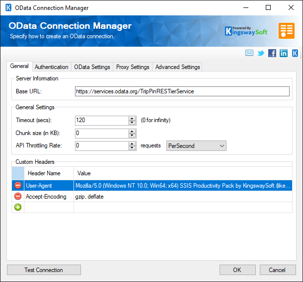 SSIS OData Connection Manager - General